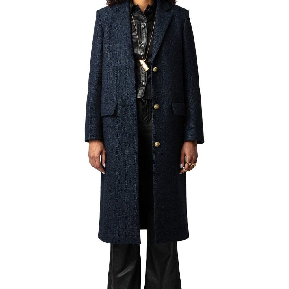 ZADIG & VOLTAIRE Mio Chevron Long Wool Coat